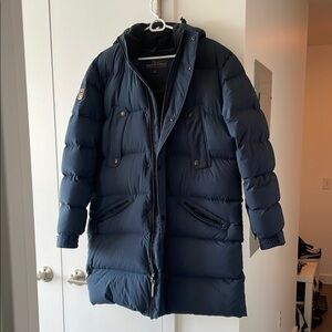 Triple FAT Goose Men's Navy Long Down Puffer Coat